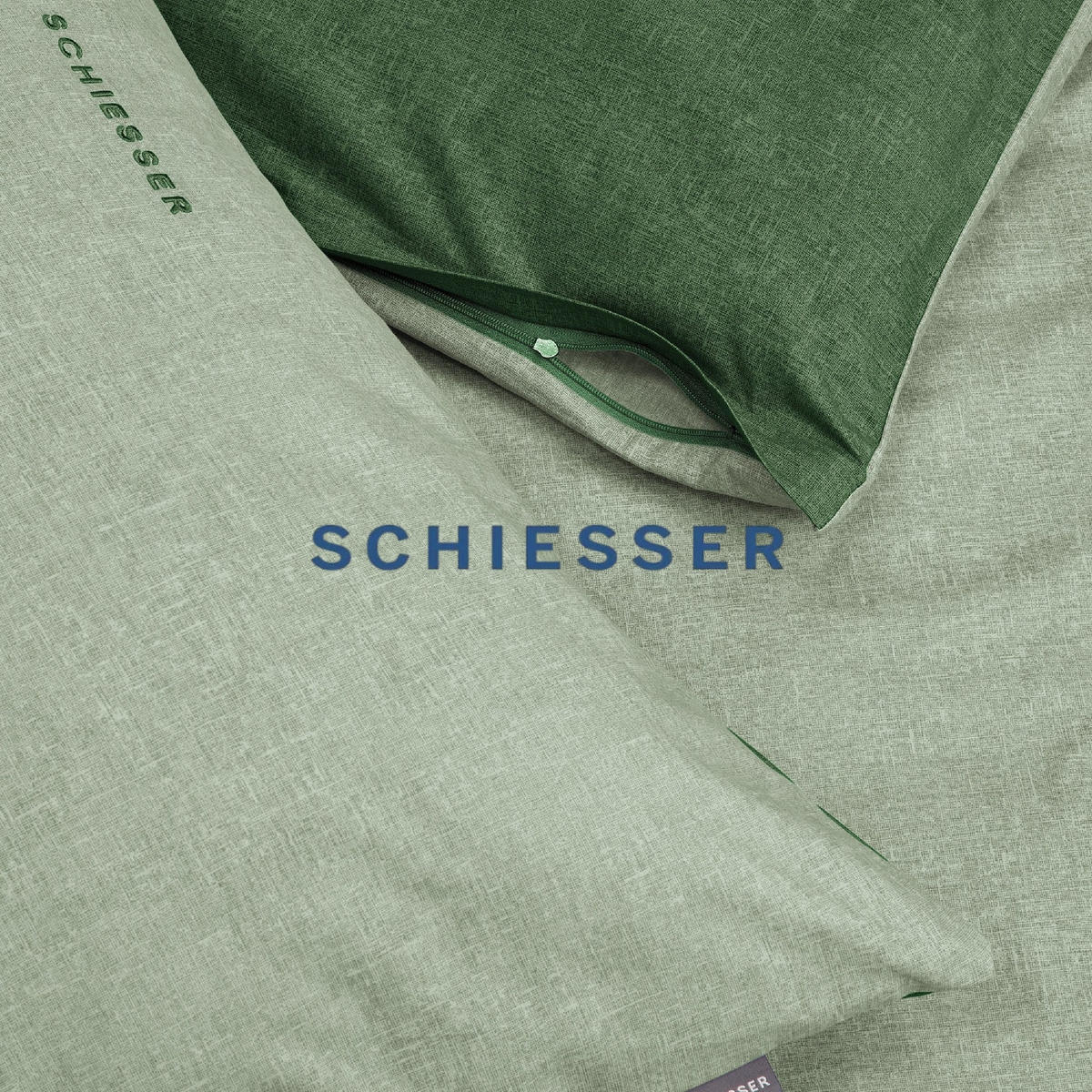 BETTWÄSCHESET Doubleface - Renforcé - 2-teilig - 155 x 220 cm - Grün - Grün, Textil (155/220cm) - SCHIESSER