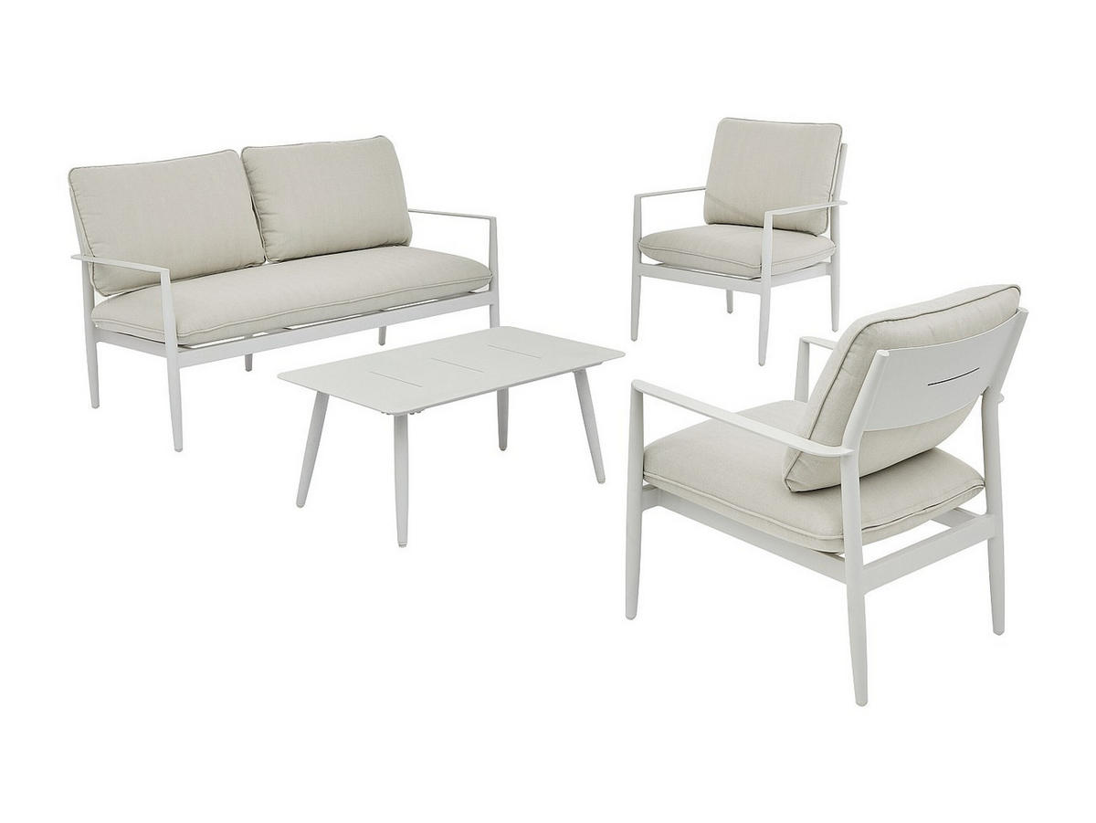 GARTENSITZGRUPPE im Set - 4 Personen - metall - weiß Tavinya - Weiß, Metall - Vente-Unique