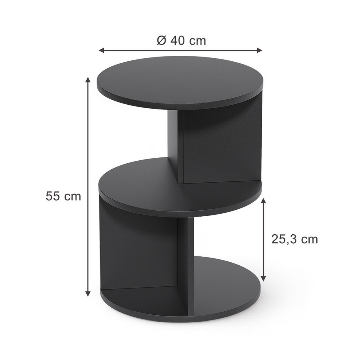 BEISTELLTISCH Trino, Schwarz, 40 x 40 cm - Schwarz, Holzwerkstoff (40/40/55cm) - Vicco