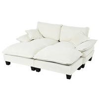 ECKSOFA 194/151/90 cm beige aus Chenille mit Ottomanen - Beige, Textil (151/194cm) - OKWISH