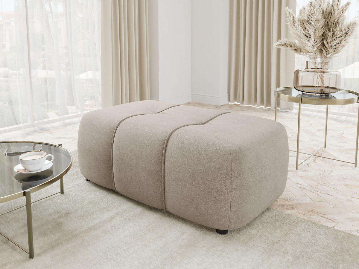 POLSTERHOCKER Furyn - Beige/Schwarz, Holzwerkstoff/Kunststoff (93/38/62cm) - MIRJAN24