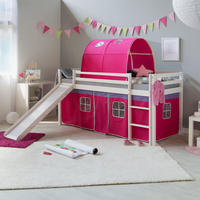 HOCHBETT mit Rutsche 90/200 cm Pink - Pink/Weiß, Holz (90/200cm) - Homestyle4u