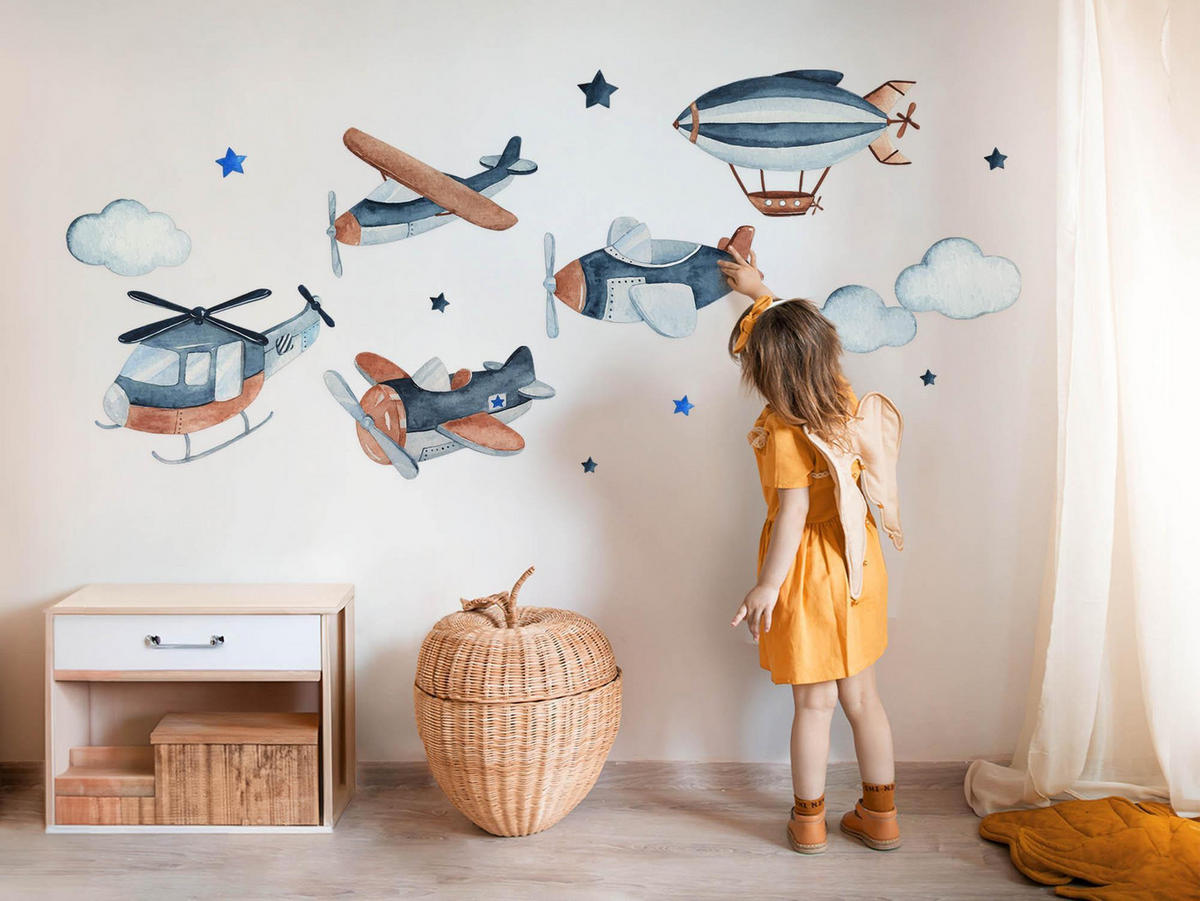 WANDAUFKLEBER 100x142cm - Lufttransport - Multicolor, Kunststoff (100/142/0.1cm) - Wallfluent