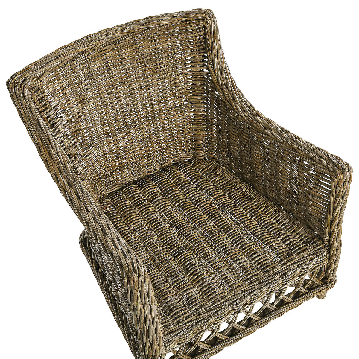GARTENSESSEL 2er-SET mit Hocker Rattan natürlich Auflagen cremeweiß Ribolla - Beige/Naturfarben, Naturmaterialien (66/78/70cm) - Beliani