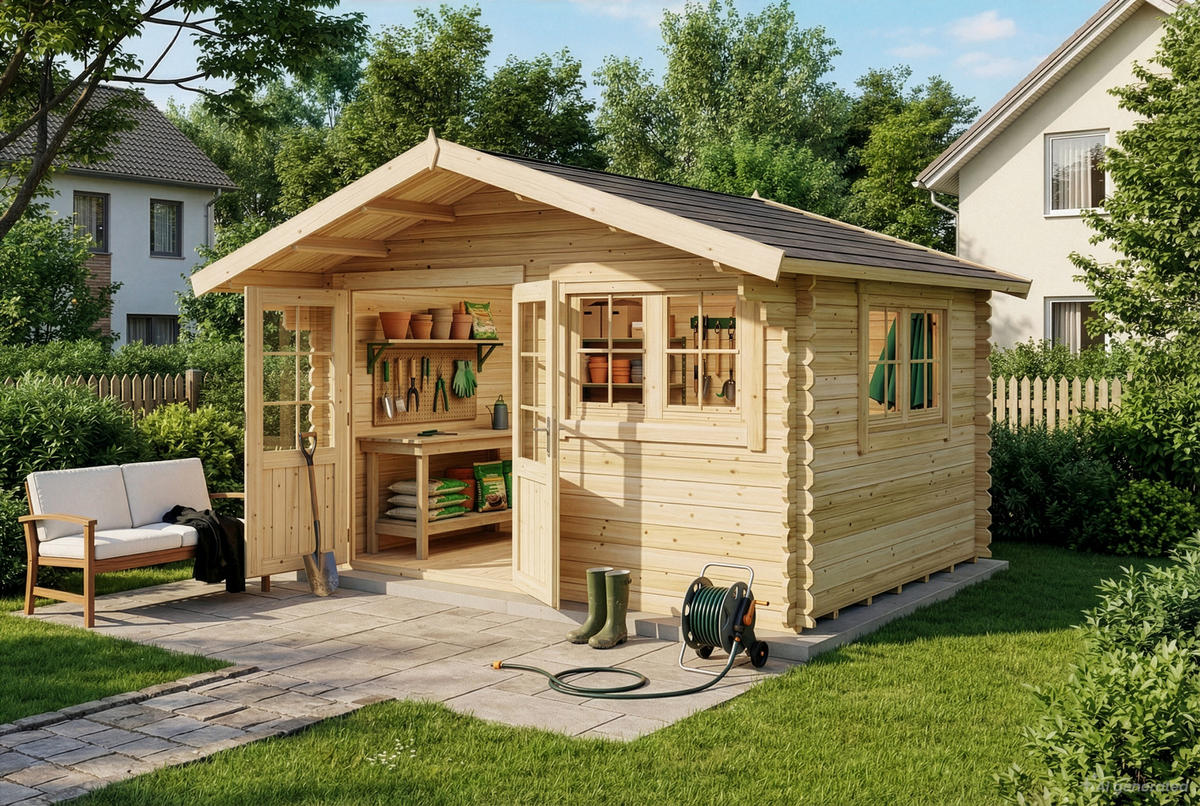 GARTENHAUS Holz Gabriel - Naturfarben, Holz (438/268/367cm) - Alpholz