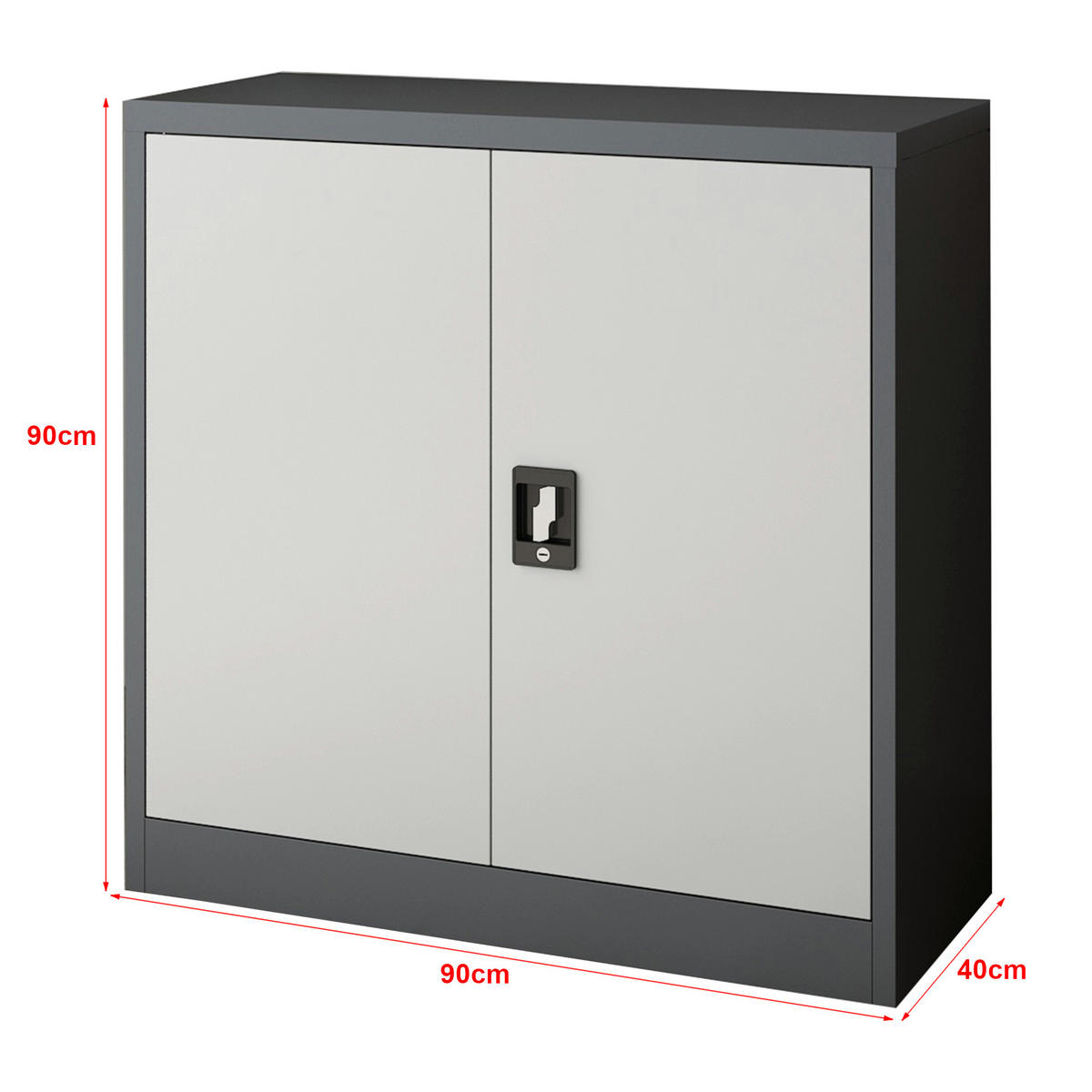 AKTENSCHRANK Molise - Grau, Metall (90/90/40cm) - [en.casa]