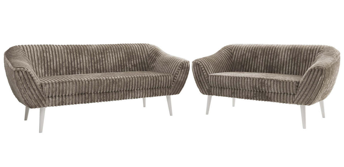 SEDACÍ SOUPRAVA 3+2 PIRS - Světle hnědá Manšestr - Bílé nohy - bílá/světle hnědá, kompozitní dřevo/textil (180/75/74cm) - MKS