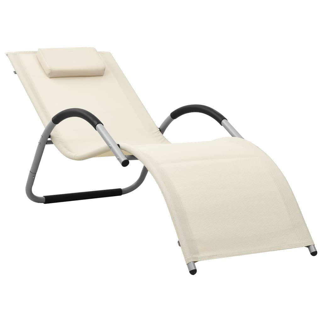 SONNENLIEGE Textilene Creme und Grau - Creme, Textil (62/67/159cm) - furnicato