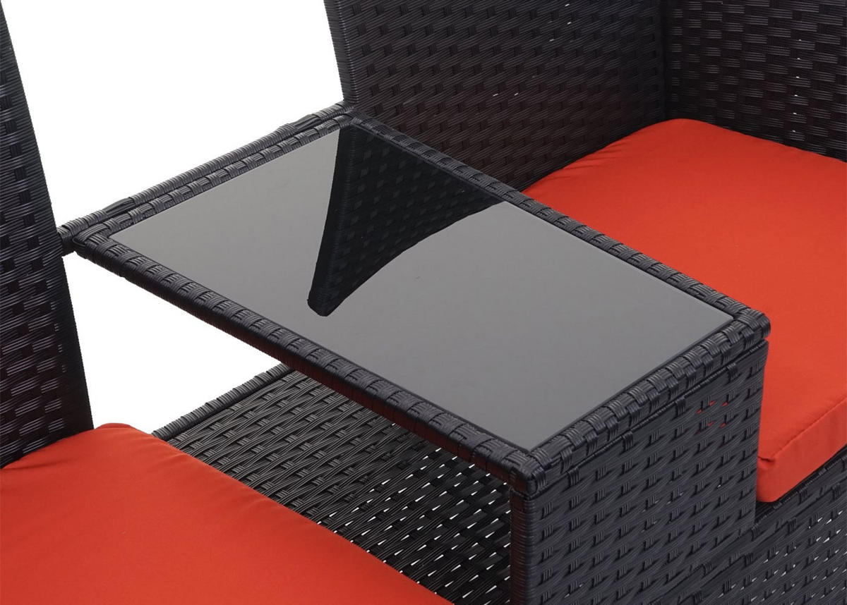 GARTENBANK mit Tisch Schwarz Kissen Terrakotta - Schwarz, Metall (132/84/55cm) - PROREGAL