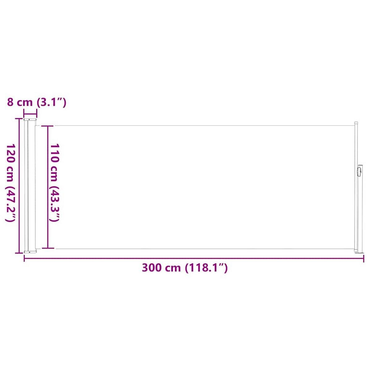SEITENMARKISE Ausziehbare 120/300 cm, Stahlrahmen und Polyestergewebe, Grau - Grau, Textil (8/120/300cm) - vidaXL
