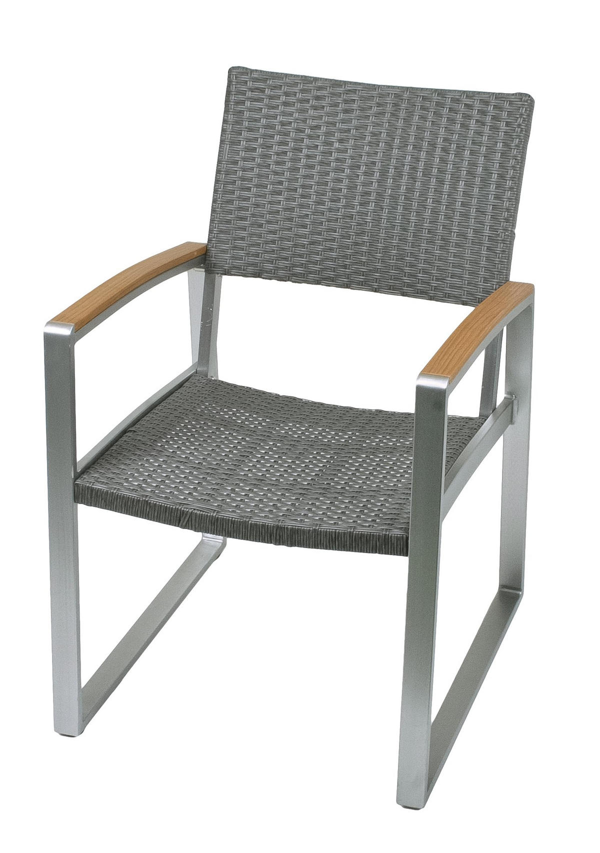 GARTENSTUHL 2er Set Andre mit Armlehnen Kunststoffgeflecht Gartenstühle - Hellbraun, Kunststoff (56/84/66cm) - DELUKE