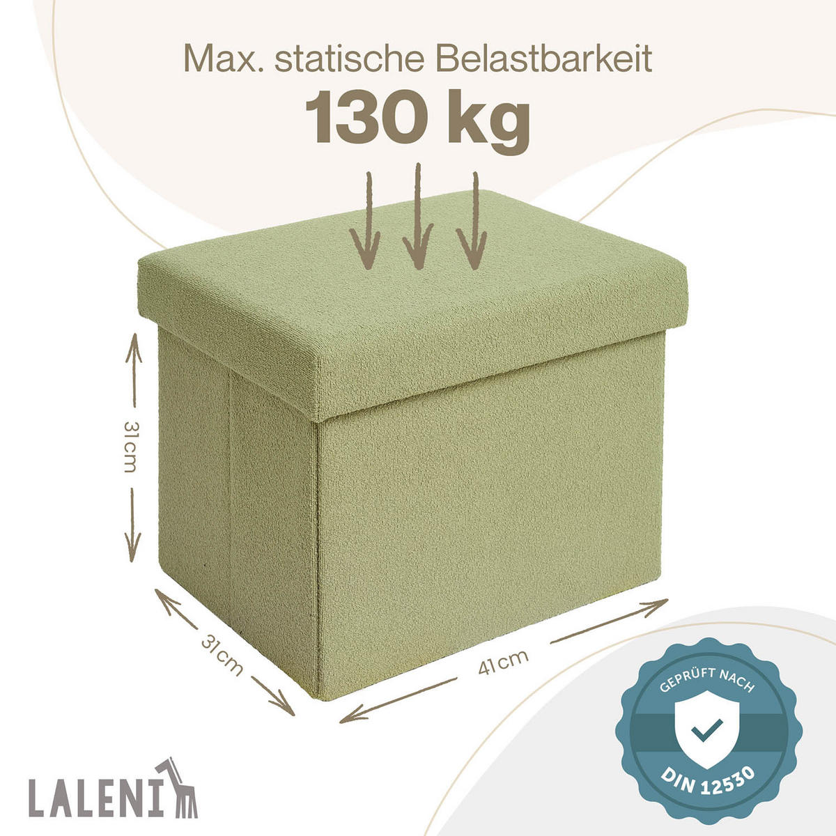 SITZHOCKER 41/31/31 cm, faltbar, Grün - Grün, Kunststoff (31/31/41cm) - Laleni