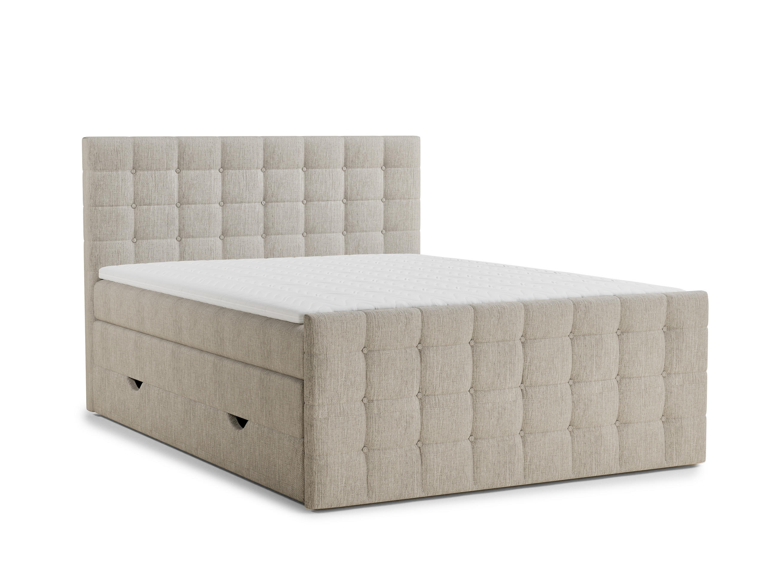 BOXSPRINGBETT Tasca 140/200 cm, in Beige, Bettkasten, Matratze, Topper - Beige/Schwarz, Holz/Holzwerkstoff (140/200cm) - Maison de Reve