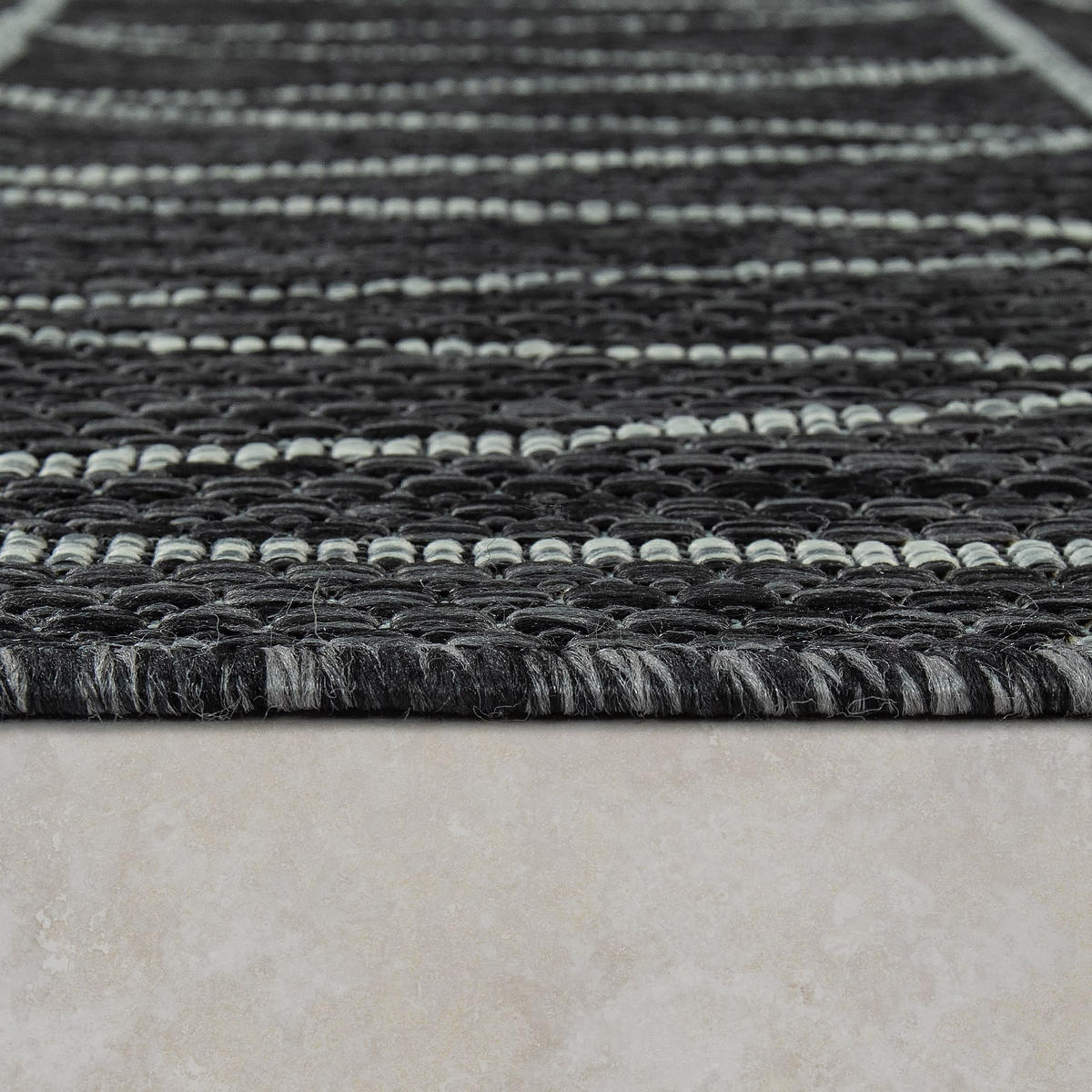 OUTDOORTEPPICH 60/100 cm Illusion 321 - Schwarz, Kunststoff (60/100cm) - Paco Home