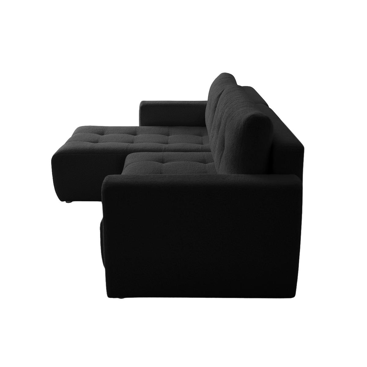 ECKSOFA WALONGO mit Schlaffunktion, Schwarz - Schwarz, Textil (261/143cm) - Fedve
