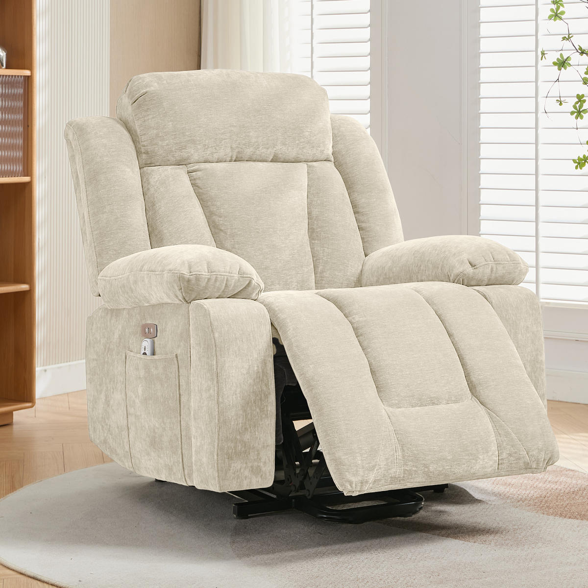 MASSAGESESSEL Elektrisch 8 Punkt Massage Heizung USB Beige - Beige, Textil (95/107/94cm) - FLIEKS