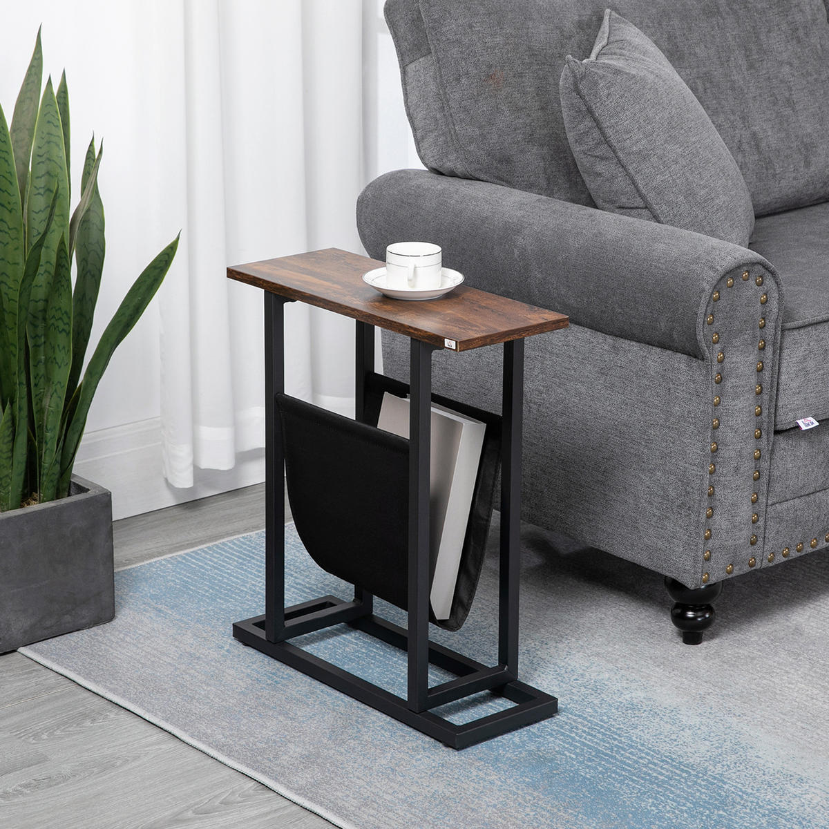 BEISTELLTISCH mit Stofftasche, Couchtisch, Sofatisch, Nachttisch, Dunkelbraun - Dunkelbraun, Kunststoff (49/19/55cm) - HOMCOM