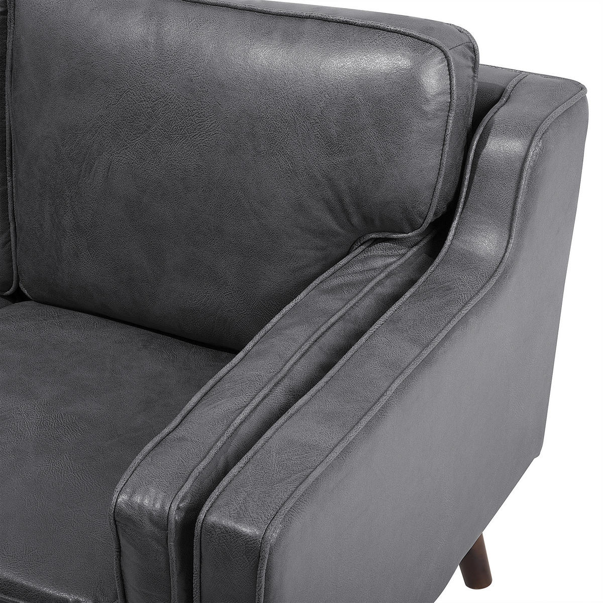 3-SITZER-SOFA Kunstleder Grau Lokka - Dunkelgrau, Textil (204/85/83cm) - Beliani