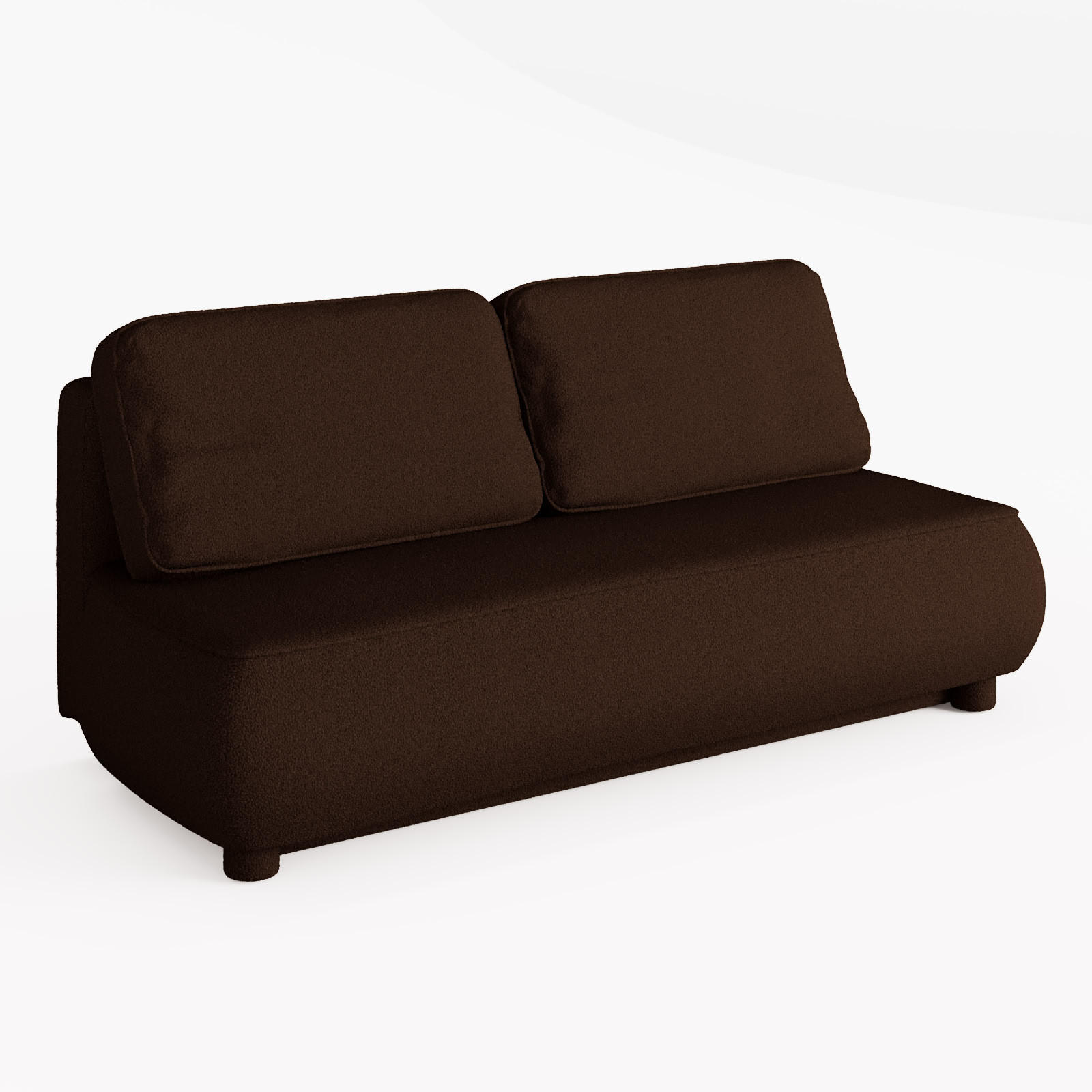 SOFA LUMIO Dunkelbraun Bouclé-Stoff mit Schlaffunktion und Bettkasten - Dunkelbraun, Holz (209/96/96cm) - Barchello