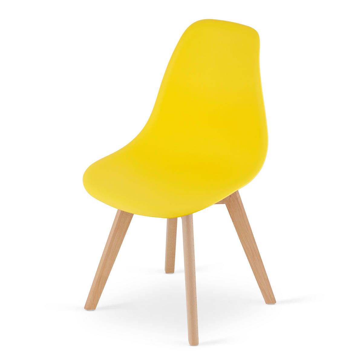 ESSZIMMERSTUHL 4-er Set KITO gelber Sitz, natürliche Beine - Gelb/Naturfarben, Kunststoff (46/80/54.5cm) - Valora