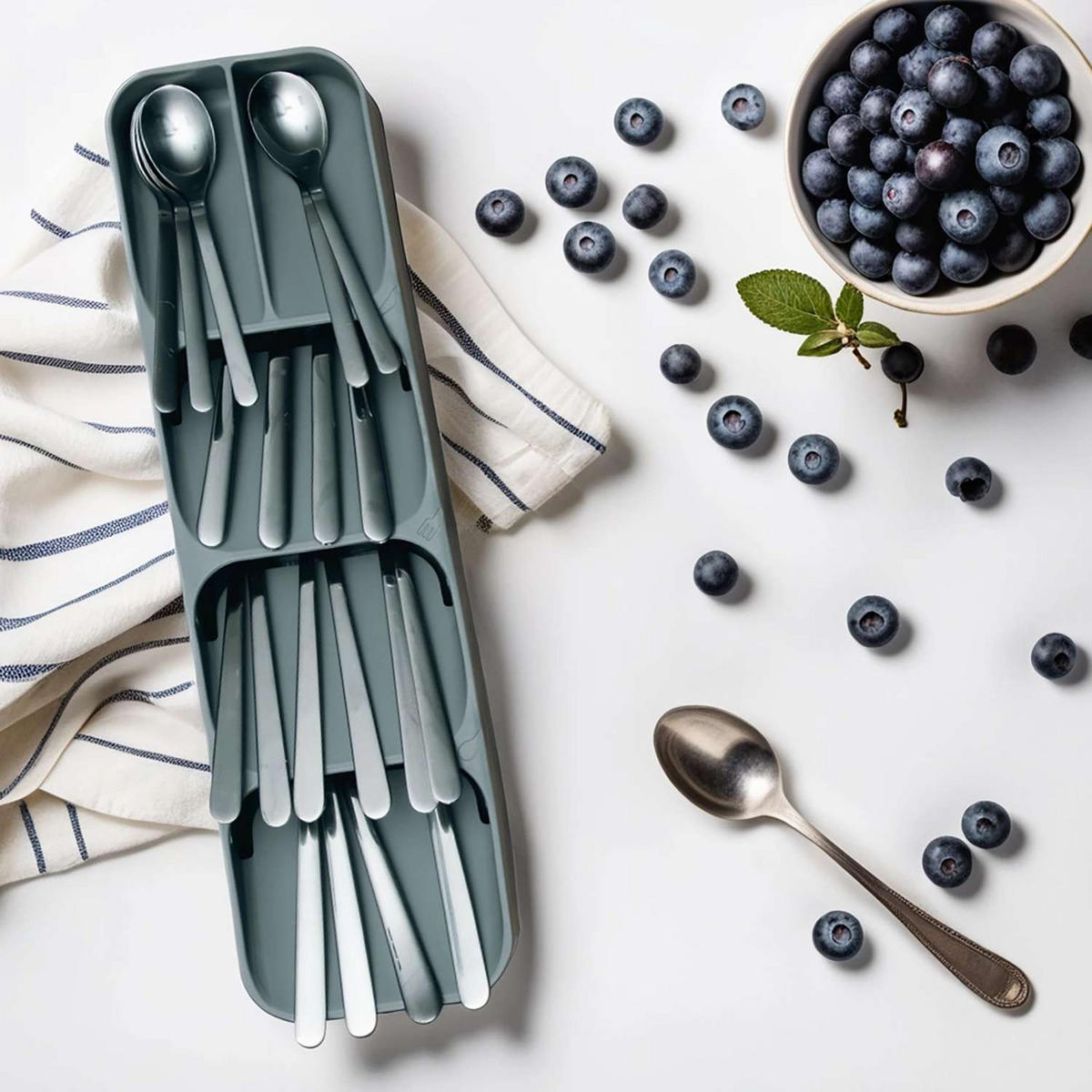 BESTECKKASTEN - Grau, Kunststoff (11/5.5/40cm) - Intirilife