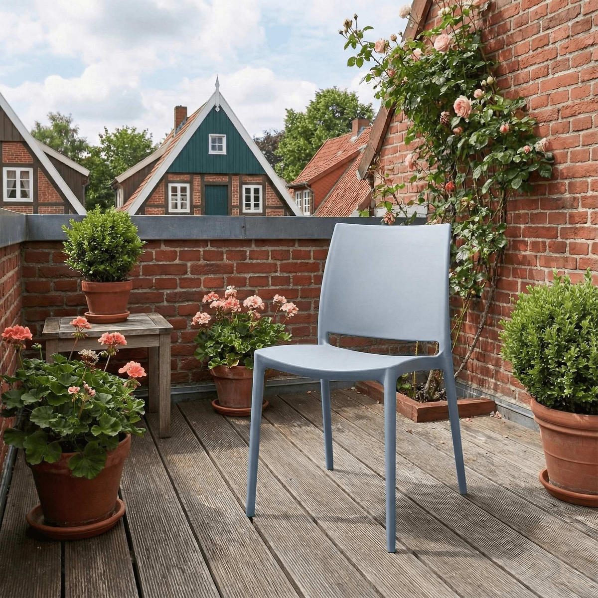 GARTENSTUHL Kunststoff Hellgrau - Hellgrau, Kunststoff (42/81/49cm) - CLP