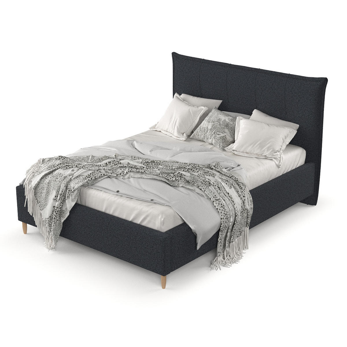 POLSTERBETT Plaza 120/200 cm Anthrazit im Riva Stoff - Anthrazit/Naturfarben, Holz/Holzwerkstoff (120/200cm) - AltaBeds