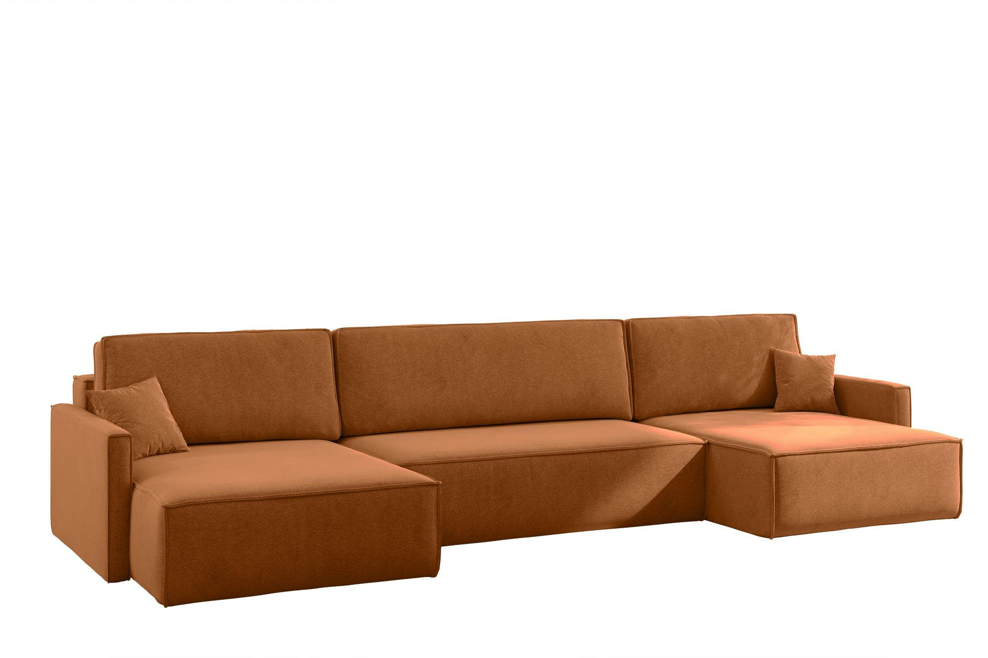 ECKSOFA Carlos U-Form Mit Schlaffunktion Und Bettkasten Stoff Salvador Braun - Braun, Holz (348/142cm) - Kaiser Möbel
