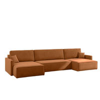 ECKSOFA Carlos U-Form Mit Schlaffunktion Und Bettkasten Stoff Salvador Braun - Braun, Holz (348/142cm) - Kaiser Möbel