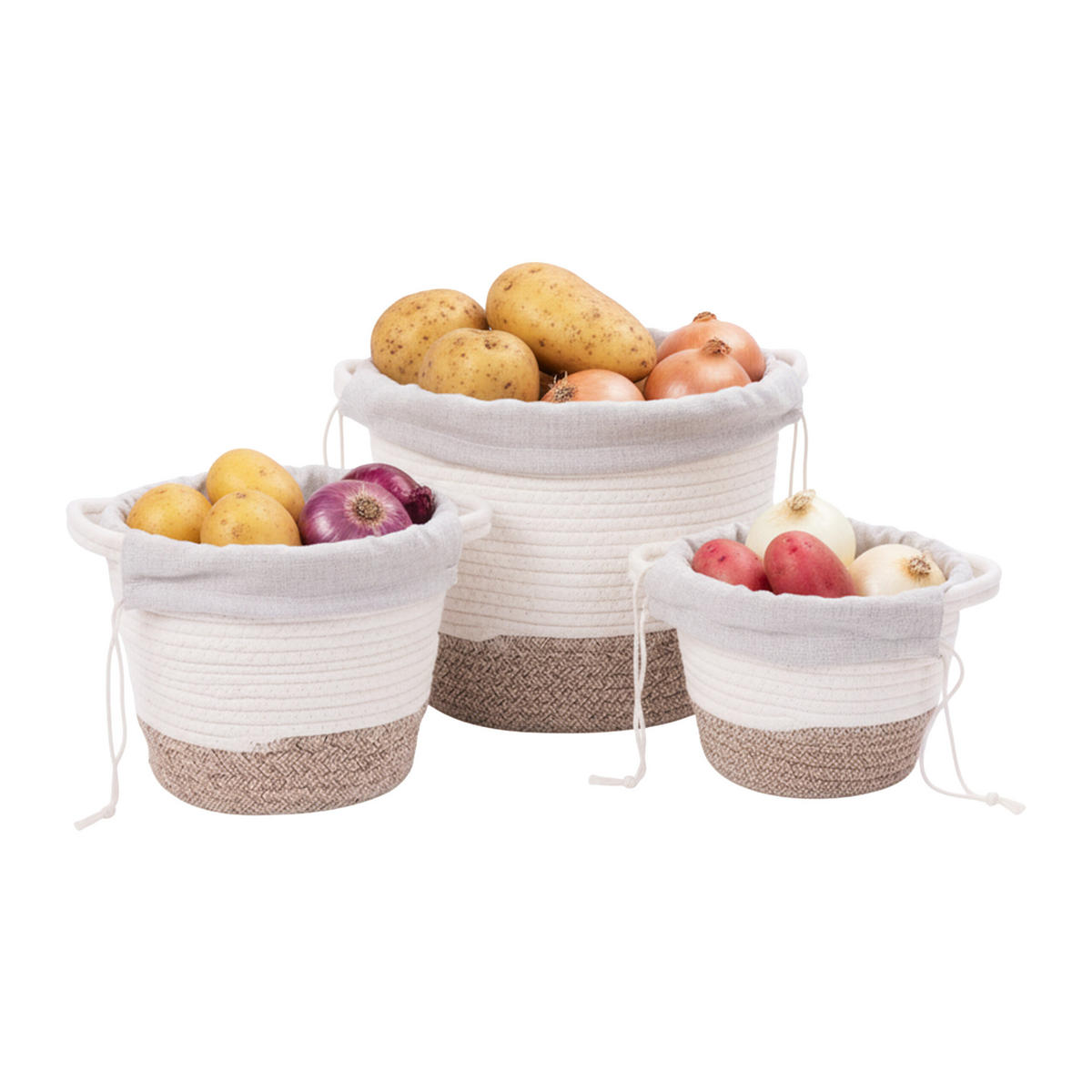 3XKOŠÍKY na zemiaky - viacfarebná, textil - Relaxdays