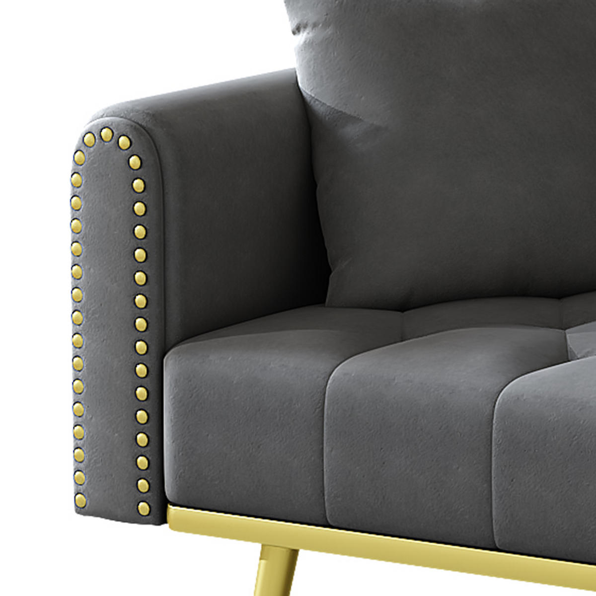 2-SITZER SCHLAFSOFA Samt Grau mit Getränkehalter - Grau, Holzwerkstoff/Textil (175/73.5/89cm) - WISHDOR