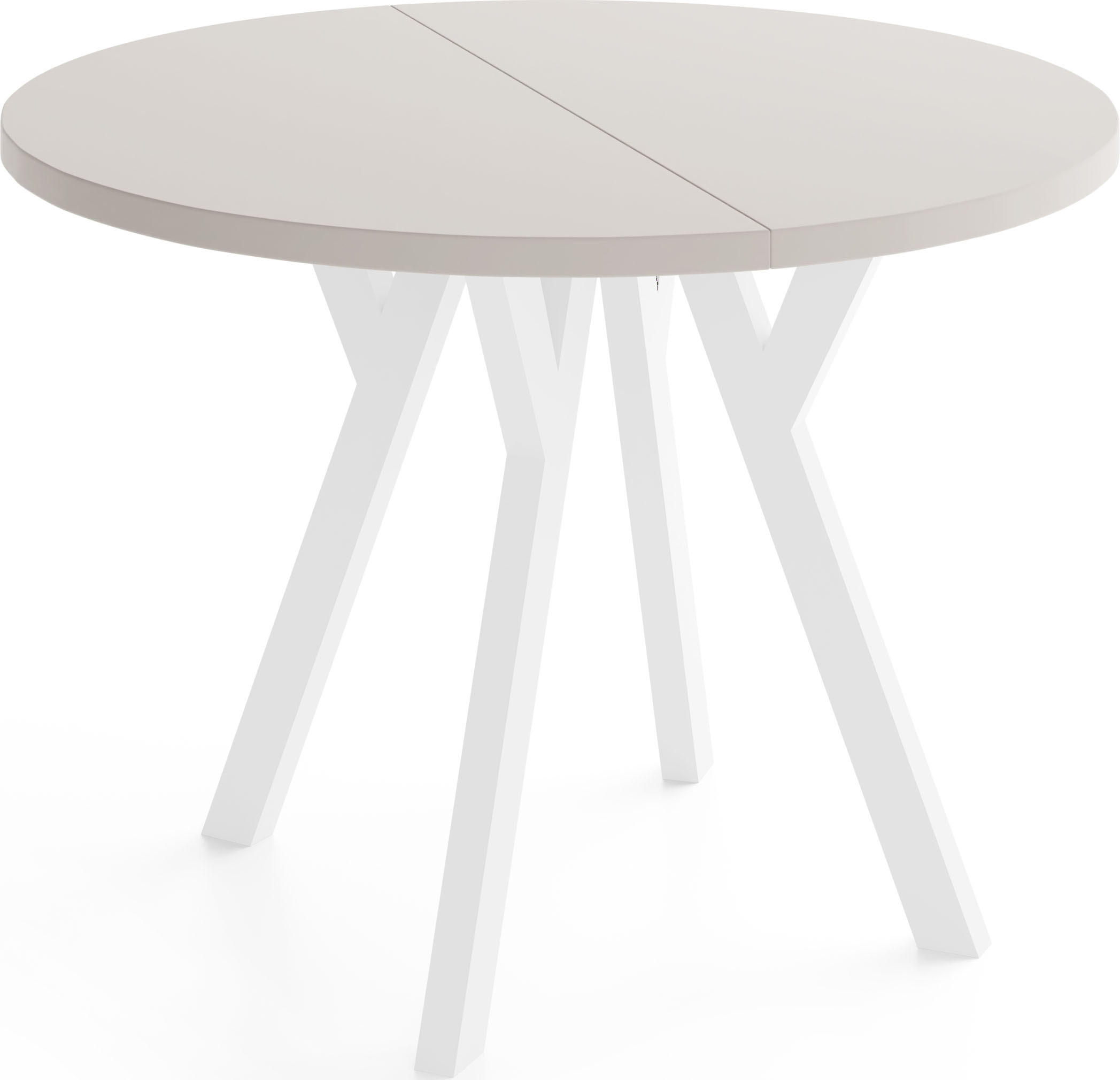 ESSTISCH Vero Weiß rund ausziehbar verlängerbar, Kaschmir 100-300/100/77 cm - Kaschmir/Weiß, Holz/Holzwerkstoff (100/100/77cm) - WFL GROUP