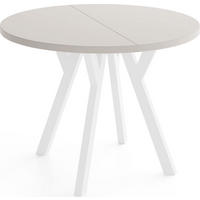 ESSTISCH Vero Weiß rund ausziehbar verlängerbar, Kaschmir 100-300/100/77 cm - Kaschmir/Weiß, Holz/Holzwerkstoff (100/100/77cm) - WFL GROUP