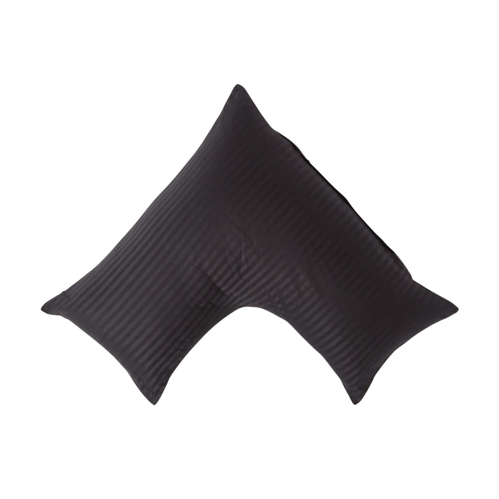 KISSENBEZUG für V-Form-Kissen, Damast-Streifen, Fadendichte 330 - Schwarz, Textil (38/76cm) - Homescapes
