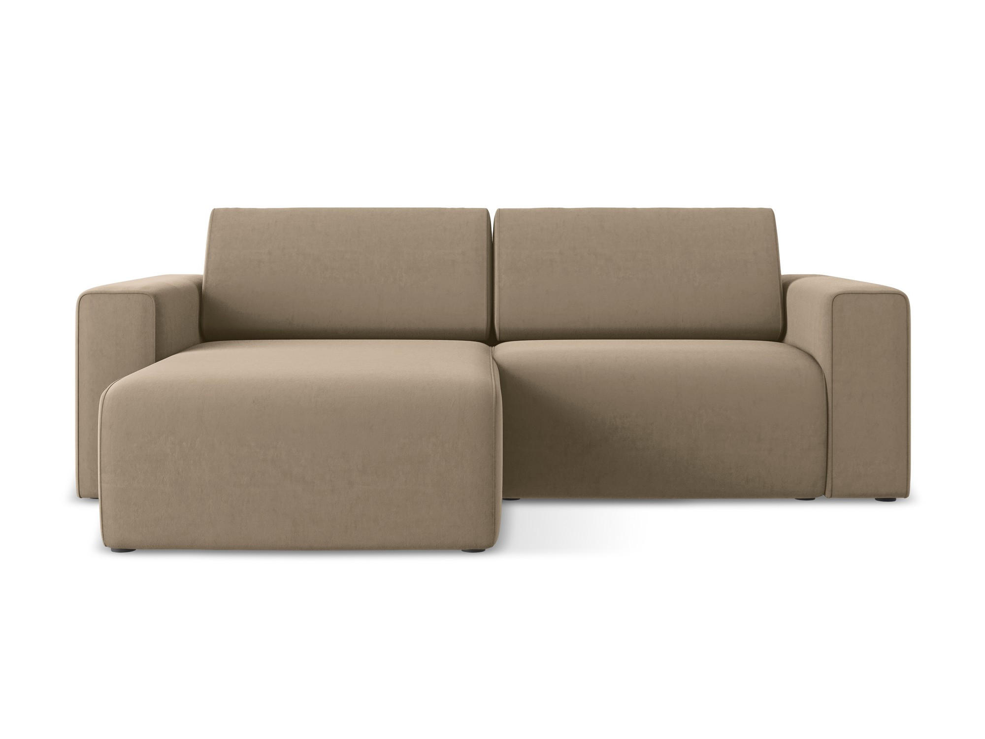 ECKSOFA Links Samt Stoff Beige - Beige/Schwarz, Kunststoff/Textil (167/224cm) - Makamii