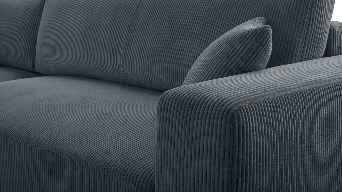 WOHNLANDSCHAFT Catea Grau 364/145/85 cm mit Schlaffunktion - Schwarz/Grau, Kunststoff/Textil (364/84/145cm) - AX Living