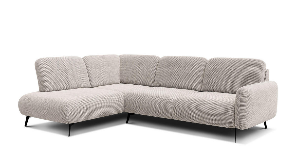 ECKSOFA FEBE 5-Sitzer links, beige - Beige/Schwarz, Holz/Textil (271/190cm) - Courtois Laville