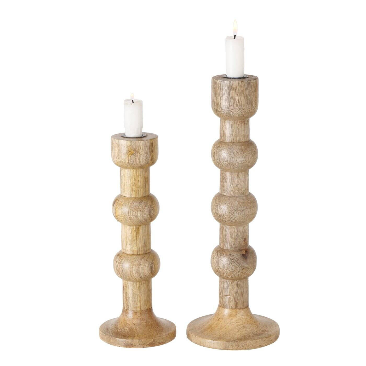 KERZENHALTER Bubbles 2er-Set - Hellbraun, Holz (12/34/12cm) - Boltze Home