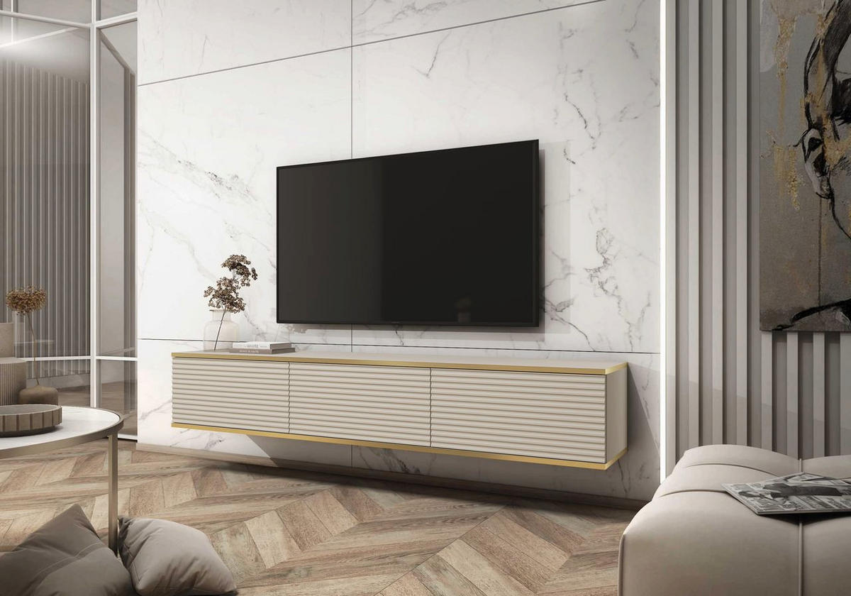 LOWBOARD – 175 cm – Oro Mdf – Ohne Füße (wandhängend) – TV-GEN0322 - Beige, Holzwerkstoff (175/30/32cm) - hi-markt