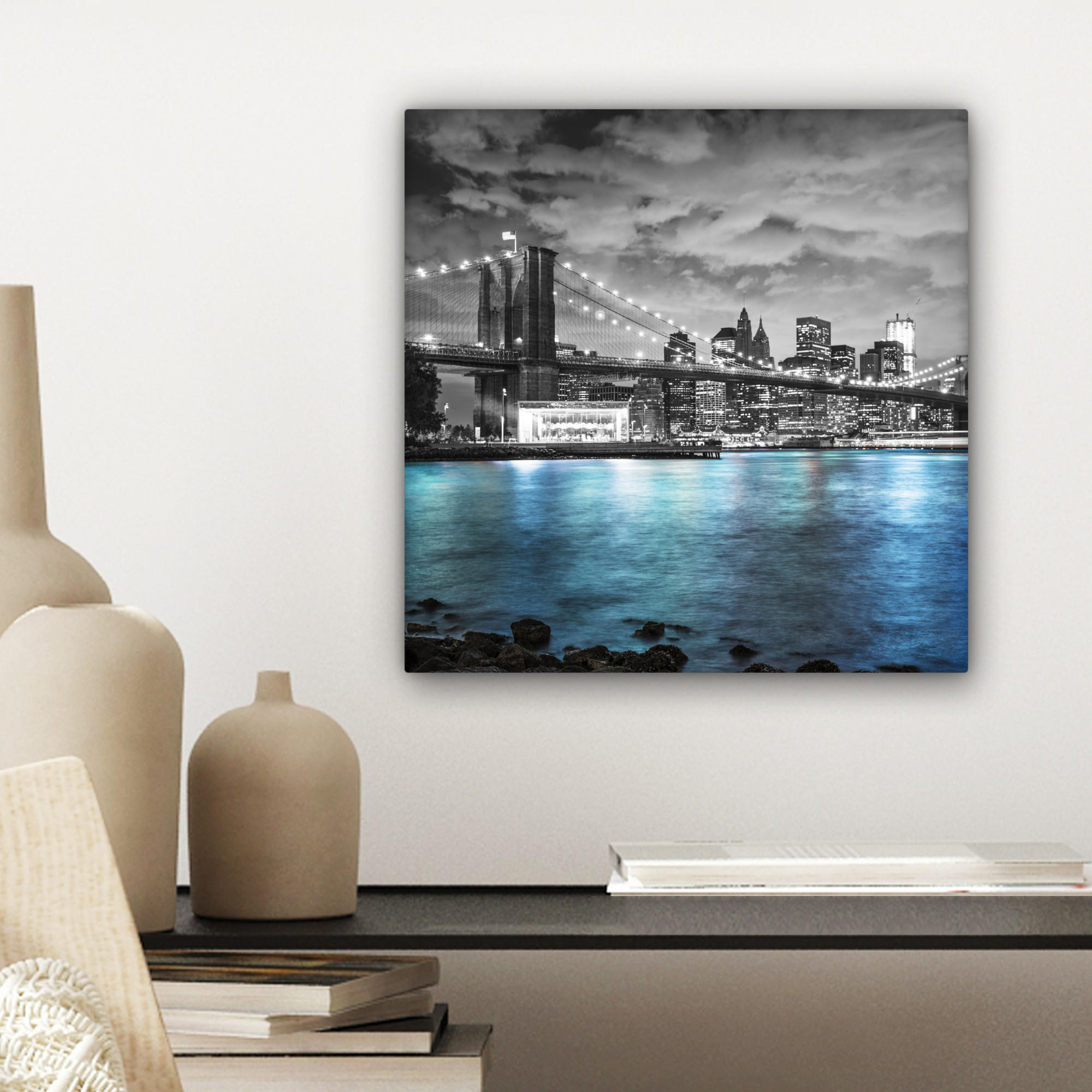 LEINWANDBILD New York - Skyline - Stadt - Blau 20x20 cm - Blaugrau, Textil (20/20cm) - MuchoWow