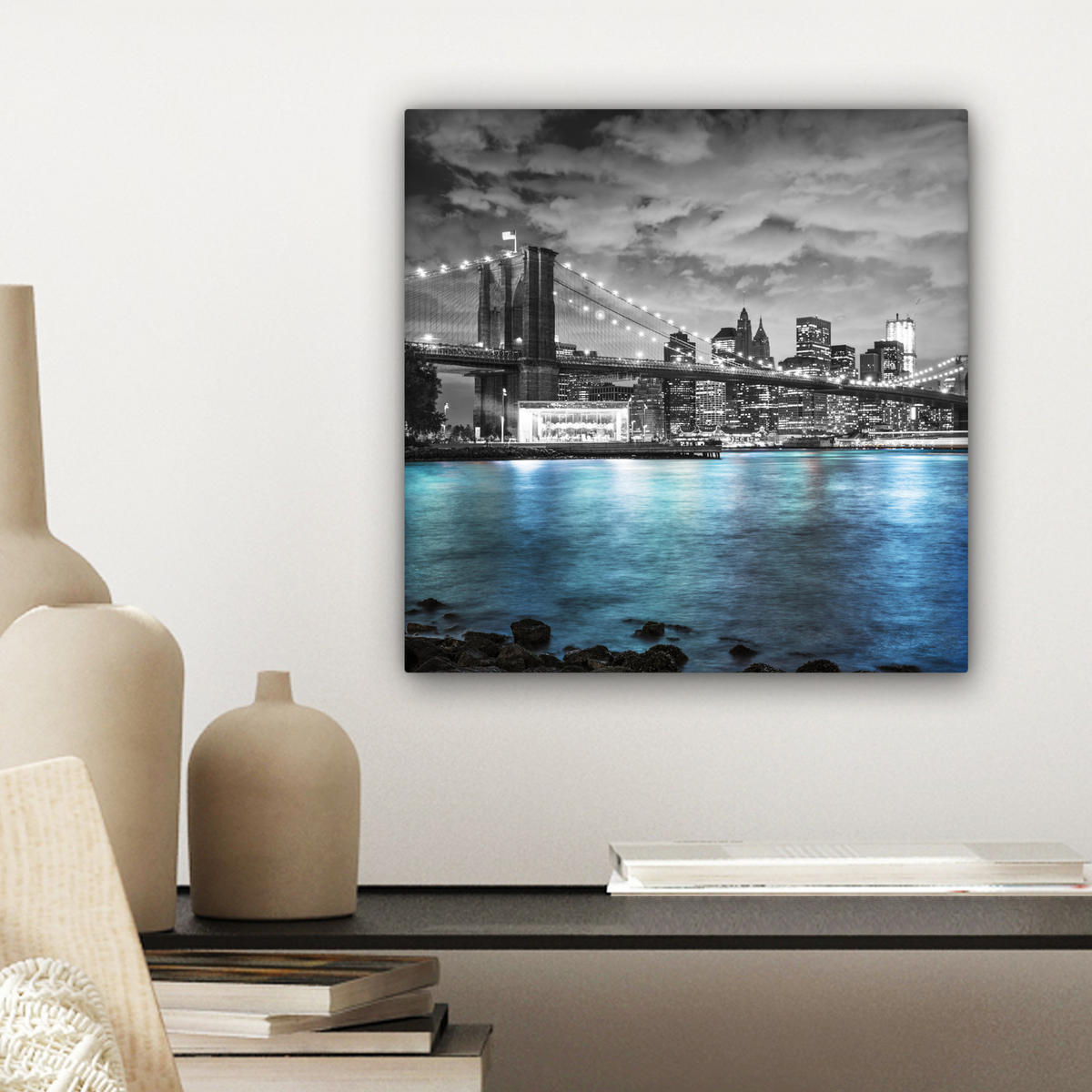LEINWANDBILD New York - Skyline - Stadt - Blau 20x20 cm - Blaugrau, Textil (20/20cm) - MuchoWow