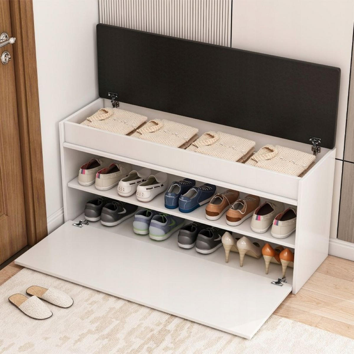 SCHUHSCHRANK, weiß 100/35/49 cm - Weiß, Holzwerkstoff (100/49/35cm)