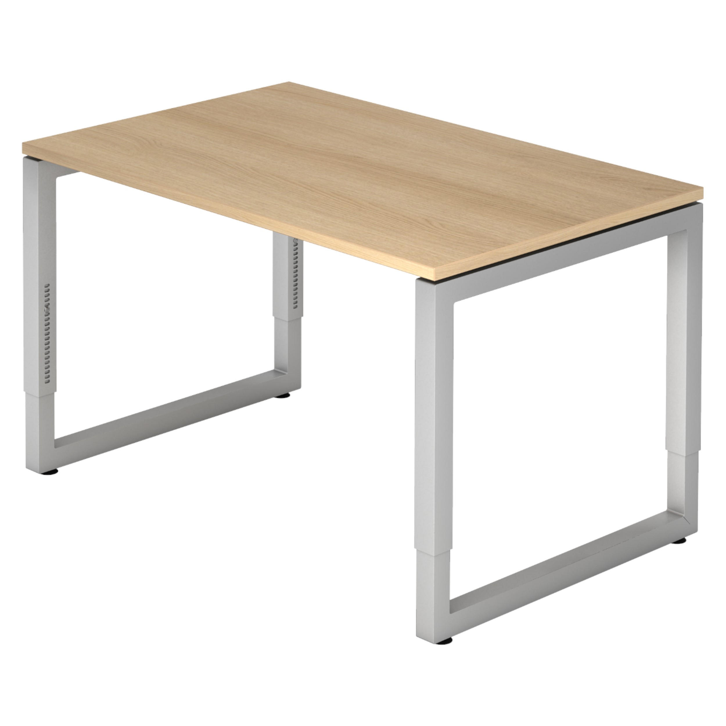 SCHREIBTISCH Serie-R 80/120/74 cm in Eichefarben/Silberfarben - Eichefarben/Silberfarben, Holzwerkstoff (80/120/74cm) - bümö