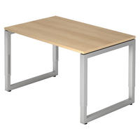 SCHREIBTISCH Serie-R 80/120/74 cm in Eichefarben/Silberfarben - Eichefarben/Silberfarben, Holzwerkstoff (80/120/74cm) - bümö