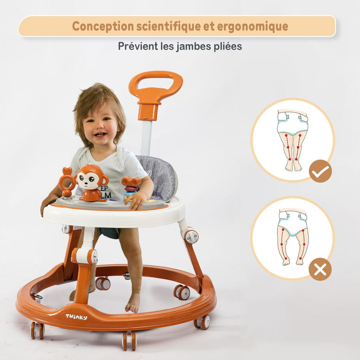 LAUFLERNWAGEN mit Spielset & Bodenmatte Braun - Braun, Kunststoff (70/70cm) - Twinky