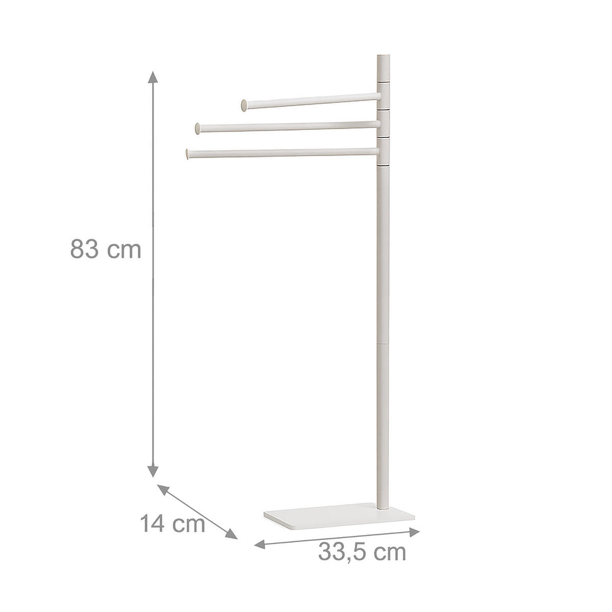 VEŠIAK na osušky - biela, kov/textil (33.5/83/14cm) - Relaxdays