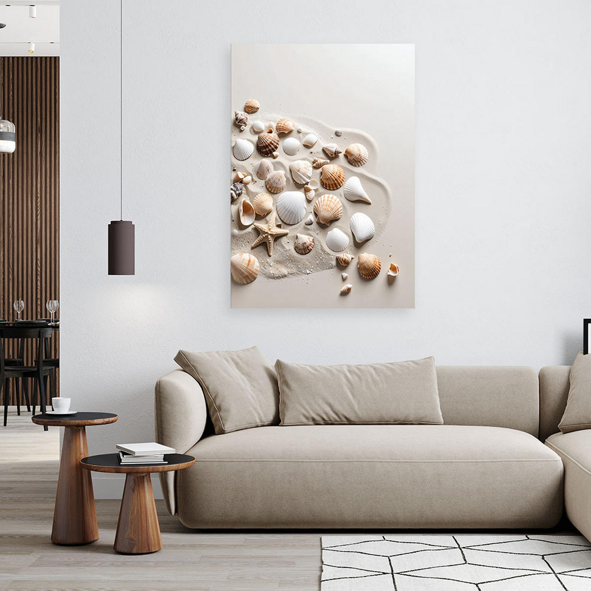 LEINWANDBILD Muscheln Strand Natur beige 70x100cm - Beige, Textil (70/100cm) - Feeby