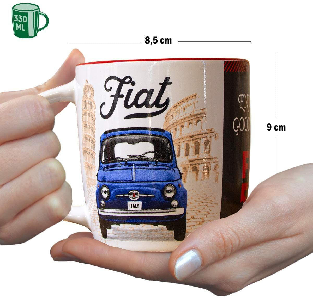 KAFFEETASSE 330 ml Fiat 500 Enjoy The Good Times - Multicolor, Keramik (0.33L) - Nostalgic-Art
