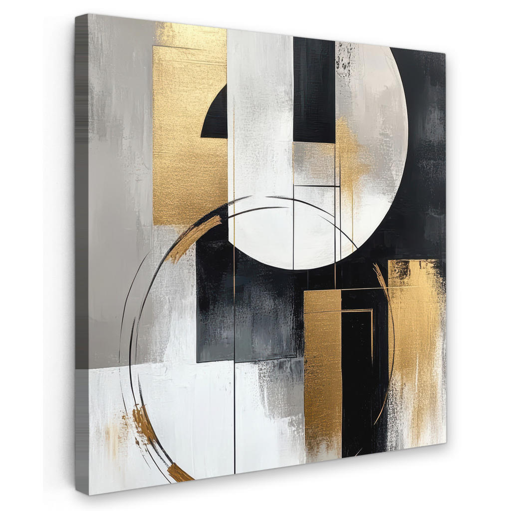 MuchoWow OBRAZ NA PLÁTNĚ Abstraktní - Zlato - Stříbro - Tvary - Estetika 50x50 cm