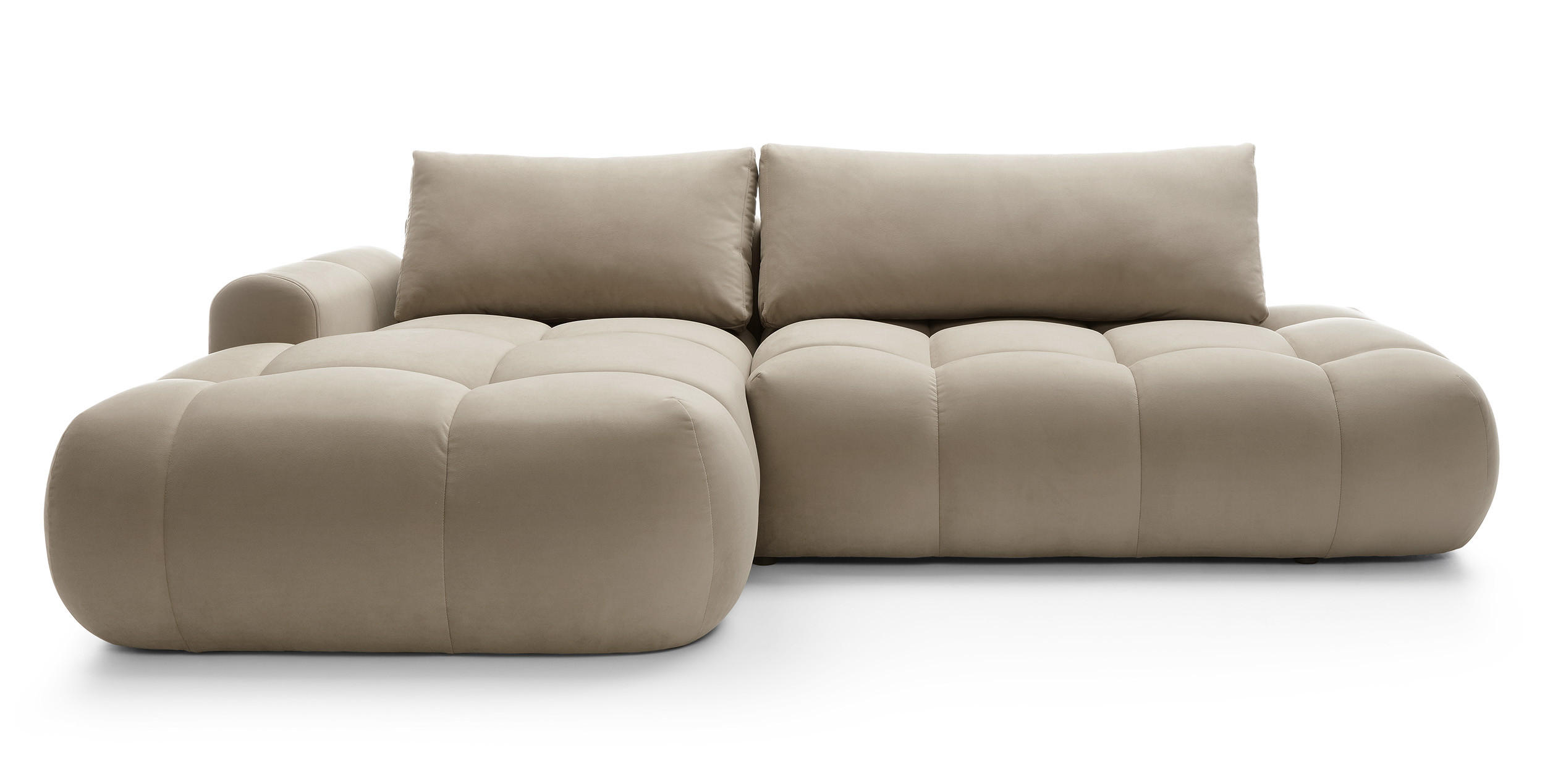 ECKSOFA Ombo Beige Velours 280 cm - Beige/Schwarz, Kunststoff/Textil (284/167cm) - Selsey